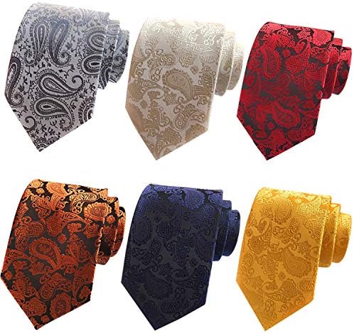 Jeatonge Lot 6 Pcs Mens Ties and 3 Free Tie Clips, Men's Classic Tie Necktie Woven Jacquard Neck Ties Gift box packing (Style 8)
