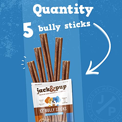 Jack&Pup Thick Bully Sticks 12 Inch Premium Dog Bully Sticks for Large