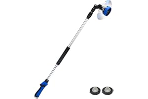 Seatern Telescoping Watering Wand for Garden Hose, 36”-54” Adjustable, 10 Spray Patterns, Heavy-Duty Hose Nozzle with Thumb Control & Pivoting Head, Ideal for Hanging Baskets and Shrubs, Blue