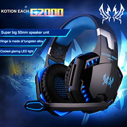 YJYdada Wired Gaming Headset Headphones with Microphone for Sony PS4 Play (Blue)