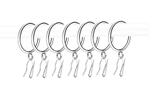 Adiyer 28pcs 1.5-Inch Inner Diameter Drapery Eyelet Sliding Curtain Rings with Pin-on Drapery Hook Curtain Hooks (Silver)