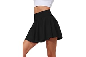 Hiwzffy Pleated Tennis Skirts for Women High Waisted Golf Skorts Tummy Control Skirts with Shorts Pockets Lightweight