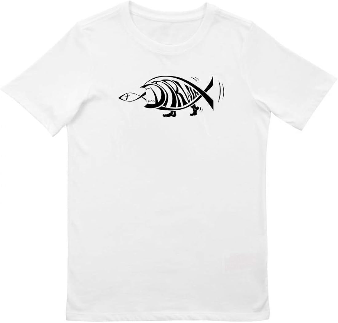 Darwin Fish Eating Jesus Fish Funny Art Unisex Kid's TShirt Amazon.es