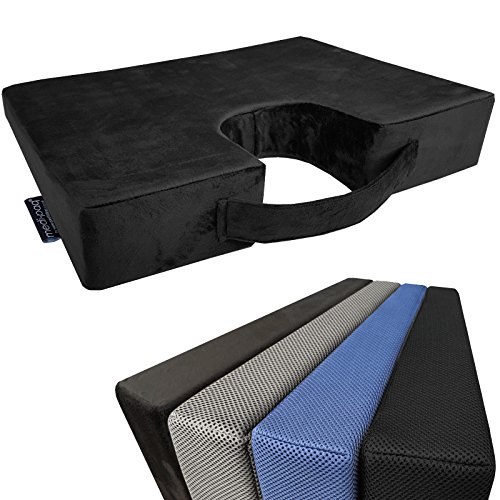 Medipaq® MEMORY FOAM Wedge Cushion with COCCYX CUTOUT for Back Support and Height Boost
