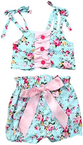 Kenvenz Toddler Baby Girls Floral Print Sleeveless Bikini Swimsuit Bathing Clothes (12M, Green)