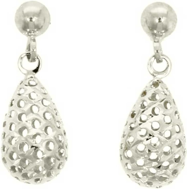 9ct White Gold Openwork Teardrop Earrings 10.07.101