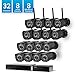 Zmodo 32 Channel 1080p HDMI NVR 8 Simplified PoE Camera + 8 Wireless Camera Outdoor 720p HD Security System,24/7 Recording & Remote Monitoring, w/Repeater Flexible Installation
