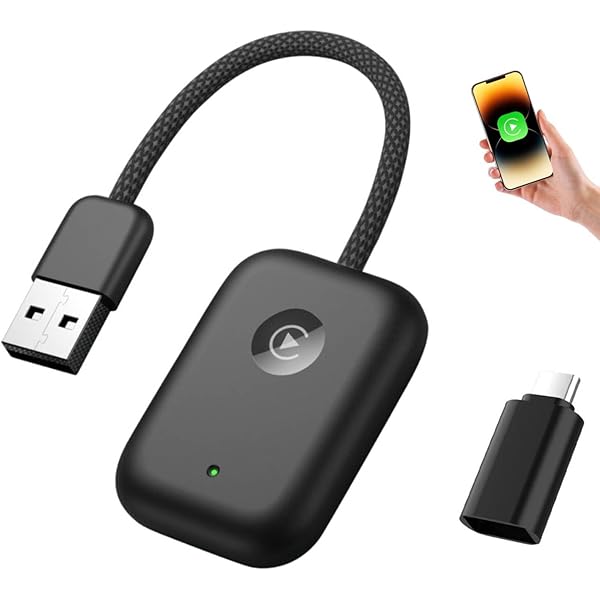 YINDUZ WIRELESS CARPLAY ADAPTER 2025 – MINI SIZE, PLUG AND PLAY, 5GHZ WIFI AUTO CONNECT, CONVERTS WIRED CAR PLAY TO WIRELESS DONGLE, COMPATIBLE WITH IOS 10+ & OEM WIRED CARPLAY CARS
