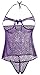 Women's Swirl Mesh Babydoll Set Lingerie Nightwear Sleepwear Dress(Dpurple,L)