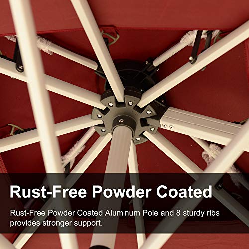 PURPLE LEAF 12 Feet Double Top Round Deluxe Patio Umbrella Offset