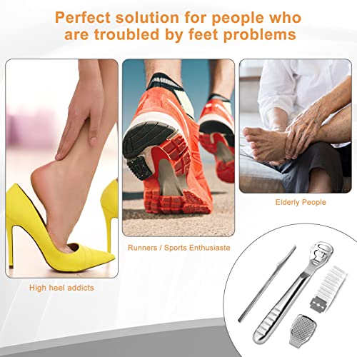 Foot File Pedicure - Foot File Care Tool Stainless Steel Razor Hard Callus Grater Corn Cutter Hard Dead Skin - Professional Pedicure Tool Kit with 10 Blades, Silver
