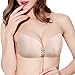 Self Adhesive Bra, Strapless Sexy Deep V Reusable Wing Shape Bra Backless Invisible Push Up Bra with Drawstring D Nude