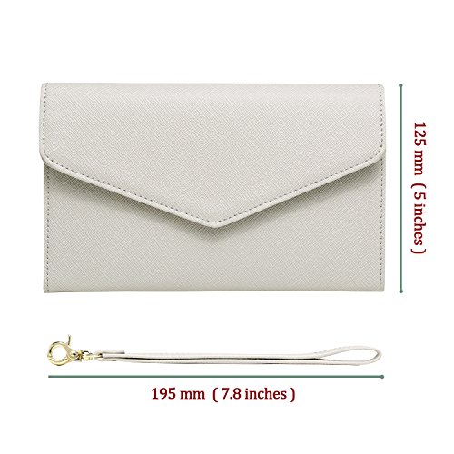 Krosslon Rfid Passport Holder Wristlet Travel Wallet Trifold Documents Organizer Slim Purse, Fit US UK CA Passport Cover Best Traveling Accessories for Women, Mist Grey(204#)