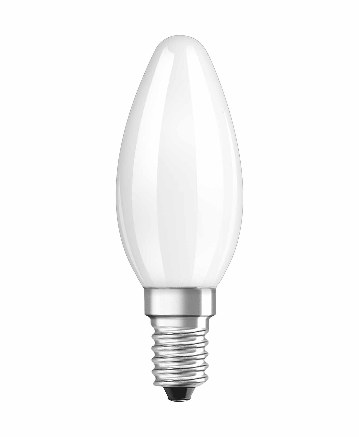 OSRAM LED Retrofit Classic B/LED lamp, Classic Mini Candle Shape: E14, 4 W, 220…240 V, 40 W Replacement, Frosted, Warm White, 2700 K, 1pack