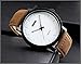 Mens Unique Analog Quartz Waterproof Business Casual Leather Band Dress Wrist Watch with Simple Fashion Classic White Time Mark Design, Key Scrath Resitant Face, 98FT 30M Water Resistant - White