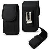 Heavy Duty Rugged Camping, Hiking, Outdoors Contractor Vertical Canvas Case for Kyocera Dura XV, Dura XA with Belt Loop, Metal Clip and Velcro Closure.