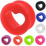 Pair 2g (6mm) to 15/16 (24mm) Heart silicone flesh tunnels ear plugs MoDTanOiz