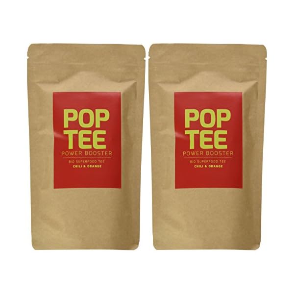 POP TEE Chili und Orange Tüte, Grüner, Superfood, Power Booster, 2er Pack (2 x 60 g) – Bild 5