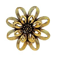 junshi11 Retro Flower Shawl Brooch Pin 3 Rings Buckle Scarf Clip Jewelry Gift Golden