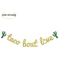 Taco Bout Love Gold Glitter Banner – 4.5 Ft Fiesta Wedding Bridal Shower Garland, No Assembly Required