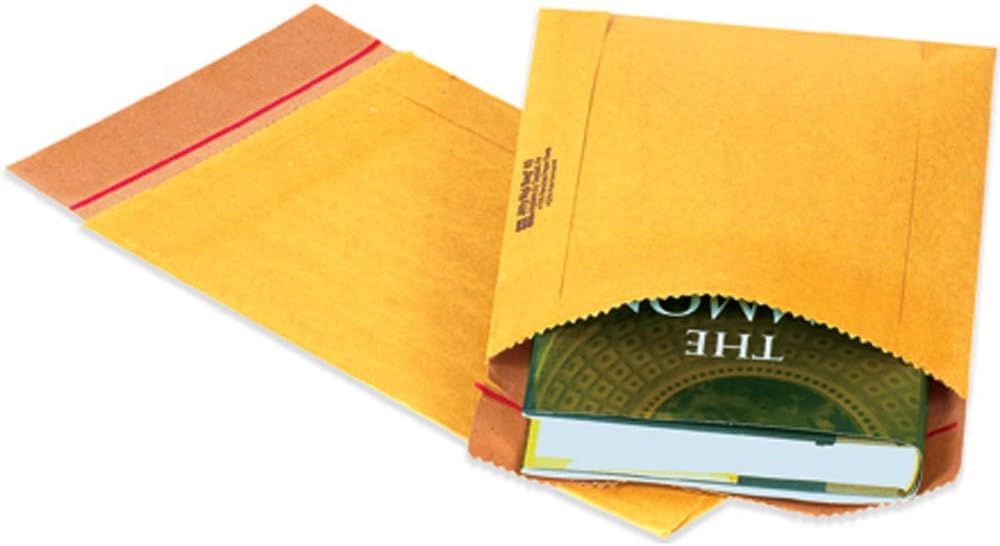 Jiffy Rigi Bag® Mailers, 1, 7 1/4" x 10 1/2", Bend Resistant Rigid Fiberboard, Natural Kraft, for Shipping Documents, Photographs, and Art, Case of 250