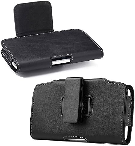 AISCELLCellphone Pouch Holster Case Side Load Black Leather Pouch Belt Loop Swivel Holster Compatible for BLU XI Plus, XL4, Go, V15 Pro, G9,with Slim Cover or Naked Phone 6.20x3.50x0.60 Inches