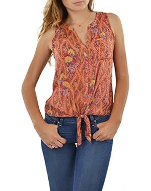 Paisley Tie Front Top in Red