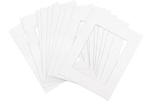 uxcell 4.9" x 6.9" Picture Mat, Core Bevel Cut Frame Mattes for 3.5" x 5" Photos Pictures Artwork Painting Display, White 25 