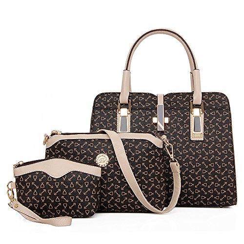 Fashion Women Shoulder Bag PU Leather Tote Handbag Crossbody Bag 3-Pcs Sets
