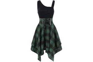 EOPUING Women Skater Dress Summer 2024 Teen School Girl Cute Plaid Pleated Dress Casual Sleeveless Dress for Dance Party
