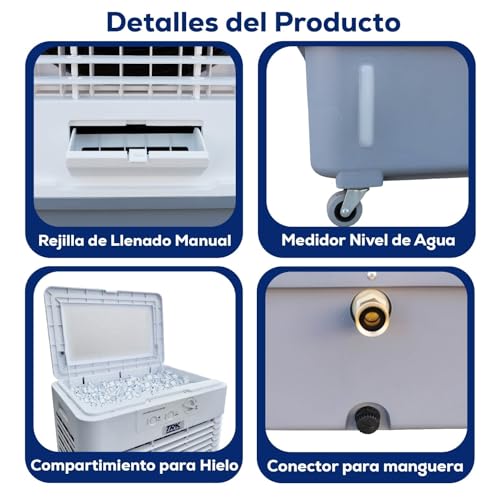 TRK Cooler Enfriador Evaporativo Portátil 50 Litros - Climatizador para Hogar, Jardines y Exteriores - 300 W