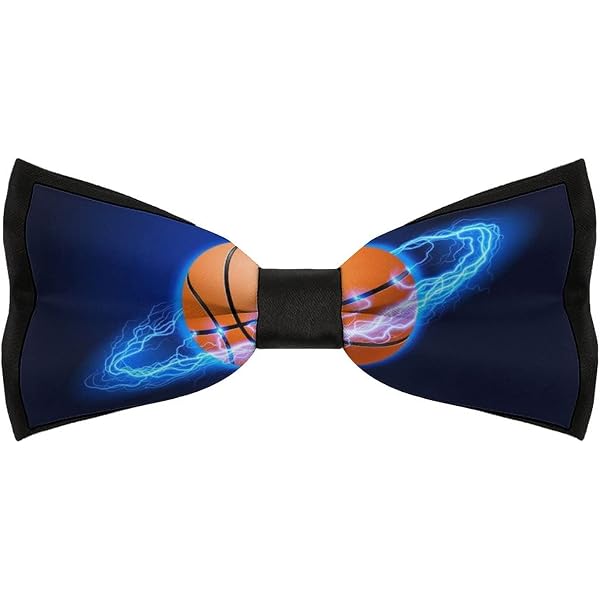 Lightning Basketball Pattern Bow Tie - Adjustable Pre-Tied Polyester Bowtie For Men's Formal Wear