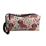Travel Makeup Dachshunds Floral Cosmetic Pouch Makeup Travel Bag Purse Holiday Gift For Women Or Girls