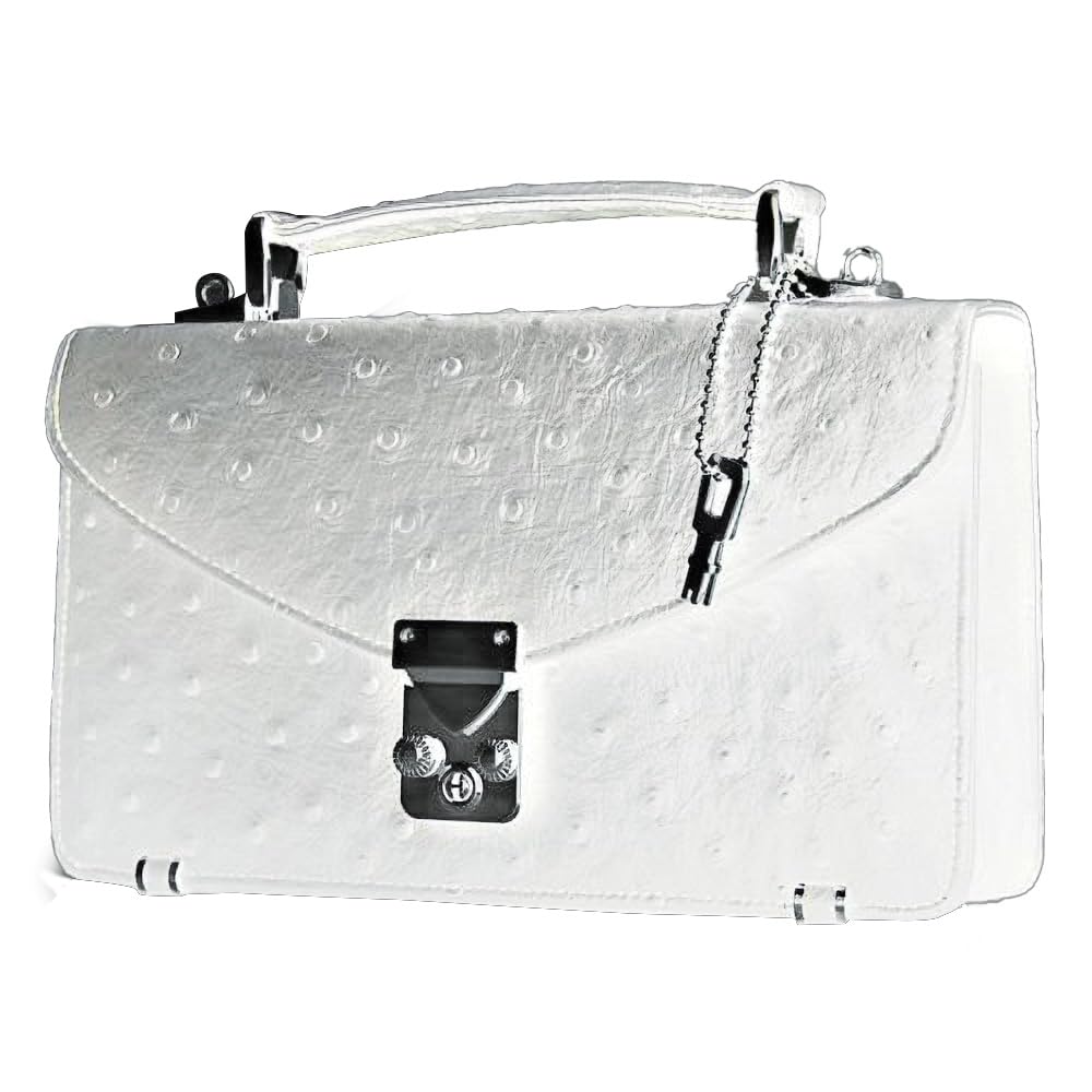 Cowhide Ostrich Embossed Second Bag, Men's Leather, Mini Monceau Genuine Leather, United HOMME Ostrich