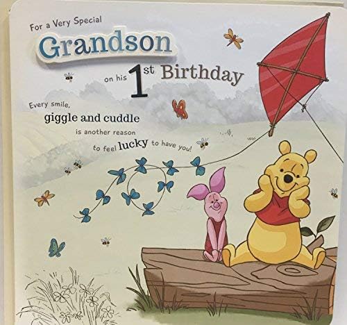 Grandson 1st Birthday-Winnie the Pooh, (Disney) Birthday Card, 21 x 21 cm - Image 3