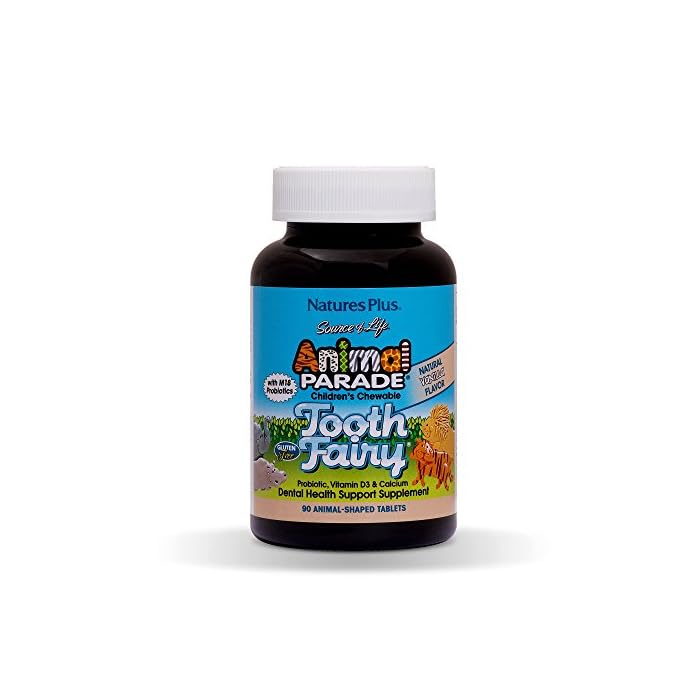 NaturesPlus Animal Parade Tooth Fairy Children's Chewables - Natural Vanilla Flavor - 90 Animal-Shaped Tablets - Dental…