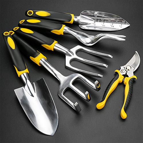 LINGSFIRE Gardening Tools Set Garden Tools Organizer Tote Bag 9 Piece Garden Supplies Tool Set Ergonomic Gardening Hand Tools Kit Garden Accessories Gift Set with Garden Digging Claw Gloves (9PCS)