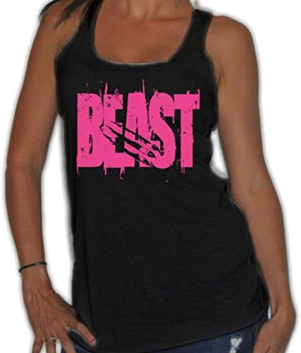 New Womens Frosty Tees Beast Pink Claw Rip Tear Weightlifting Flowy Loose Tank Top Black S