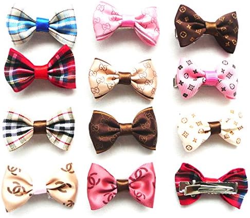 Kelier Variety Patterns Pet Ribbon Headdress Bowknot Hairpin -22pcs/11pairs