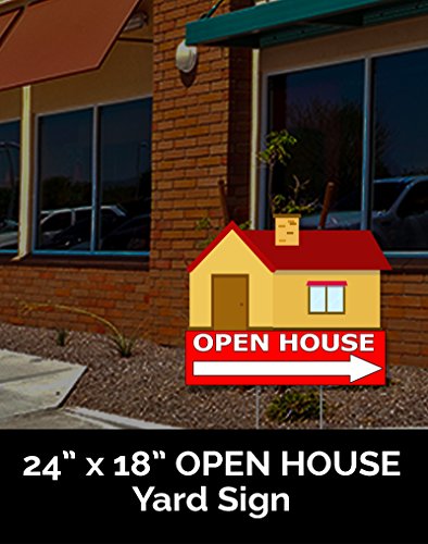 Open House Yard Sign 24"x18" with Metal Stake (Coroplast)