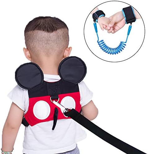 (2 kit) Anti Lost Wrist Link 2 meters Wrist Leash for Kids &amp; Toddlers Child Safety Wristband (Blue+Red) QE00-3