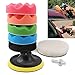 Drill Buffer, Mothers Mag and Aluminum Polish, Car polishing Wax Buffing Polishing Pad Kits-7PCS 4 inch Sponge and Woolen Polishing Pads