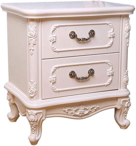 Amazon Com Gwm Bedside Table Bedside Table White 2 Drawer Bedside Cabinet End Coffee Table Simple Nightstand Storage Unit White Kitchen Dining