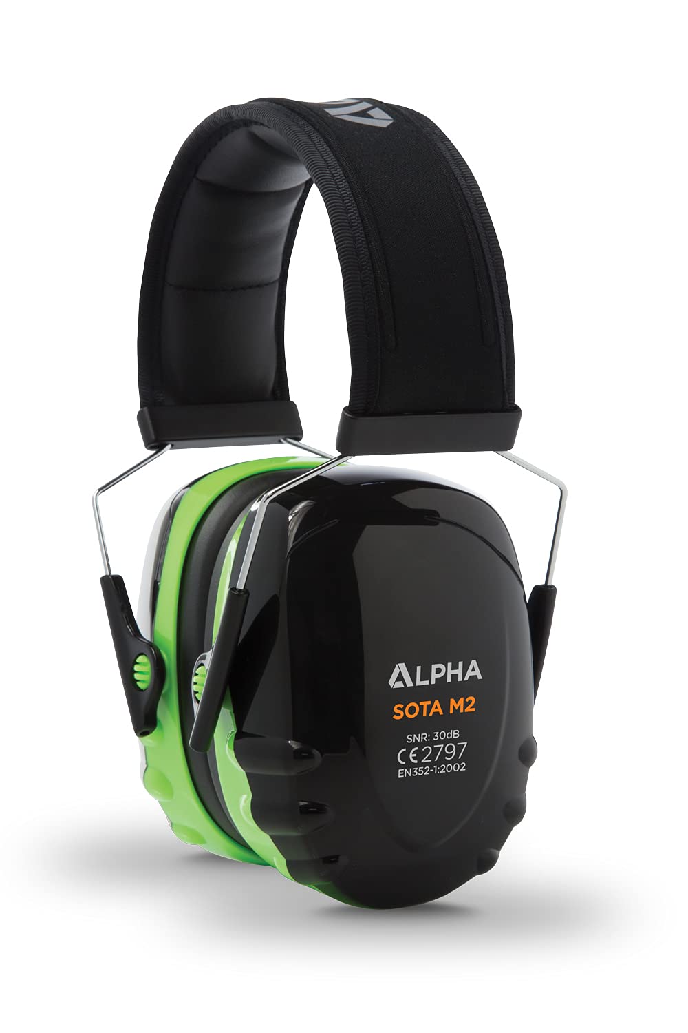 ALPHA SOTA M2 Black, Green Medium Attenuation Lightweight Safety Ear Defenders, Earmuffs Provides Hearing protection against High noise levels