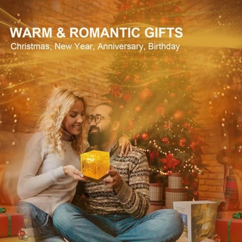 Ocean Wave Projector Light with Remote Control, 16 Colors USB Powered Underwater Night Light for Bedroom, Soothing Mood Lamp for Kids & Adults (Cube)