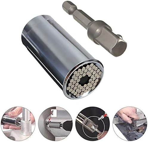 Universal Socket - Grip Wrench Bushing Set,Self-adjusting 7mm(1/4") - 19mm(3/4") Ratchet Gator Socket with Power Drill Adapter or DIY, Professional Magic Hand Tools/Gifts for Bicycle/Car and Applianc