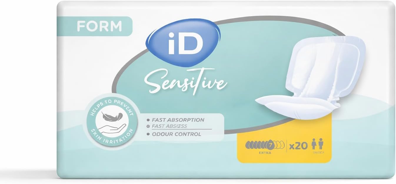iD Expert Form Disposable Extra Incontinence Pads, Men's and Women's, Disposable Briefs, Anti-Leak Protection, Wetness Indicator, Odour Control, 1900ml, 21 Pads