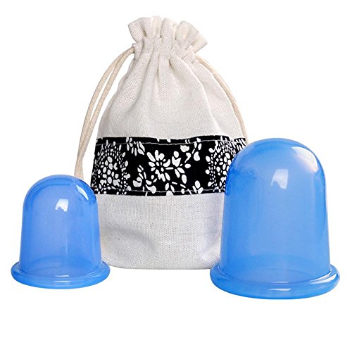 2 PCS Per Set Anti Cellulite Silicone Vacuum Massage Therapy Suction Cupping Health Care Cupping Tool Silicone Massage Roller Kit for Anti Cellulite Anti-aging Wrinkle Reducer Myofascial Release Colla