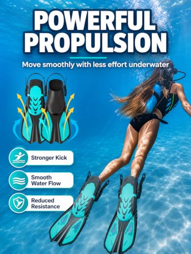 Pinne Snorkeling Pinne Nuoto Piscina per 32-36 | 37-41 | 42-47 | Leggere e Confortevoli | Design Morbido | Regolazione Tallone Aperto | Unisex | Per Uso Acquatico Piscina Mare