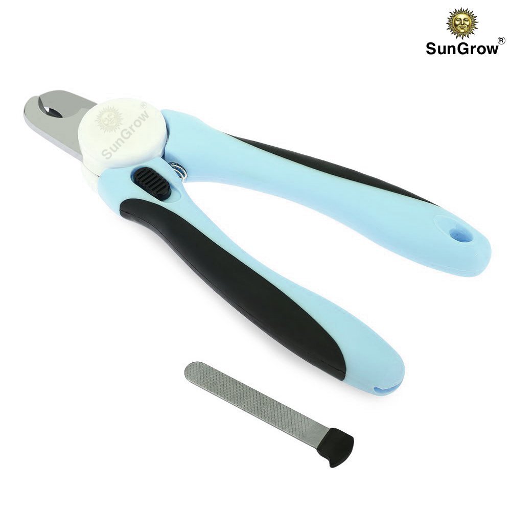 No pain Dog Nail Clipper & Trimmer -- Safety Switch to prevent over cut - 5-minutes to professional grooming - Safety Switch lock - In-built nail file to smooth edge - Razor sharp blade for clean cut